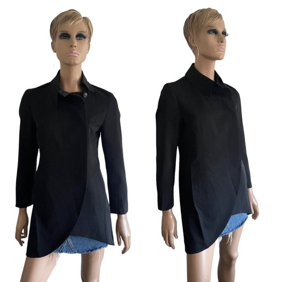 Atsuro Tayama Long Sleeve Button Closure Wool Lined Blazer Jacket Black - Size 4 - Picture 1 of 9